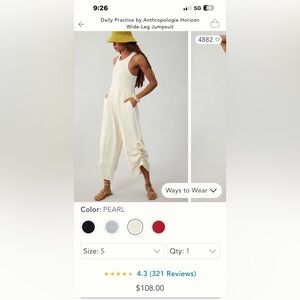 Daily practice by Anthropologie horizon wide-leg jumpsuit. Size small.